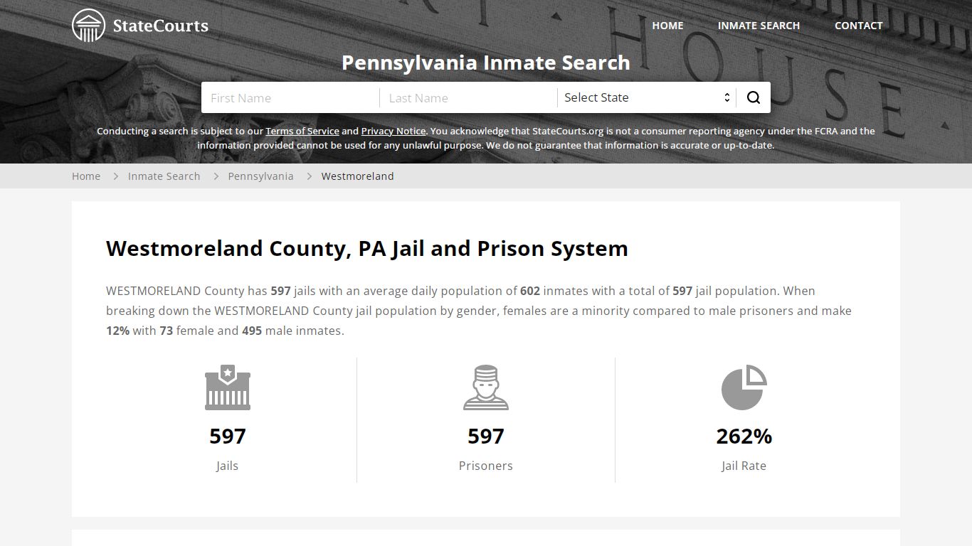 Westmoreland County, PA Inmate Search - StateCourts